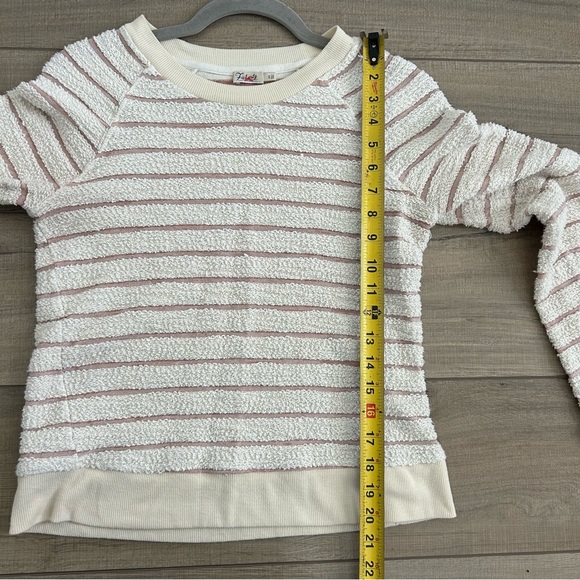 Faherty Pacifica Terry Cream Pink Striped Crewneck Sweater Sweatshirt Small - Picture 8 of 9